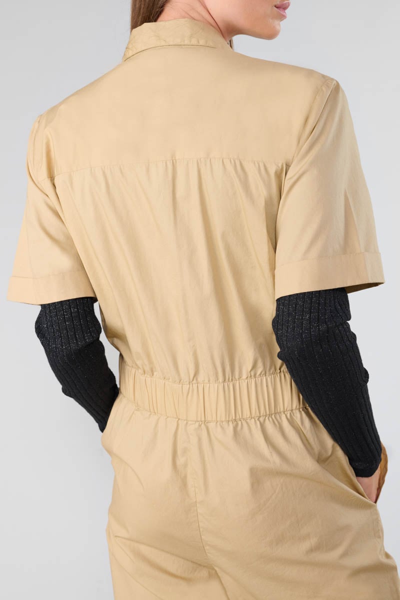 Wide beige sand jumpsuit