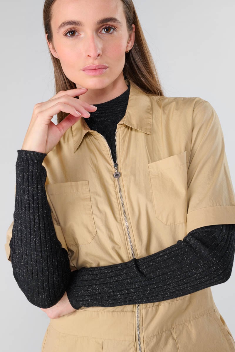 Wide beige sand jumpsuit