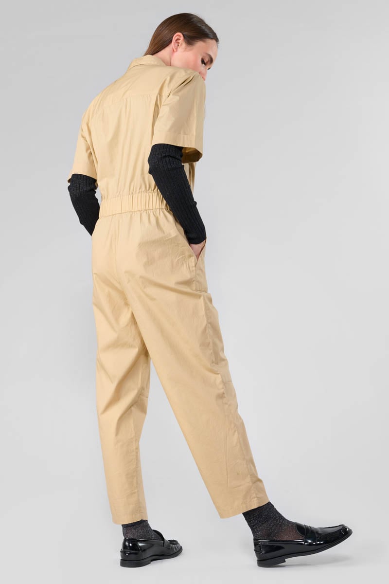 Wide beige sand jumpsuit