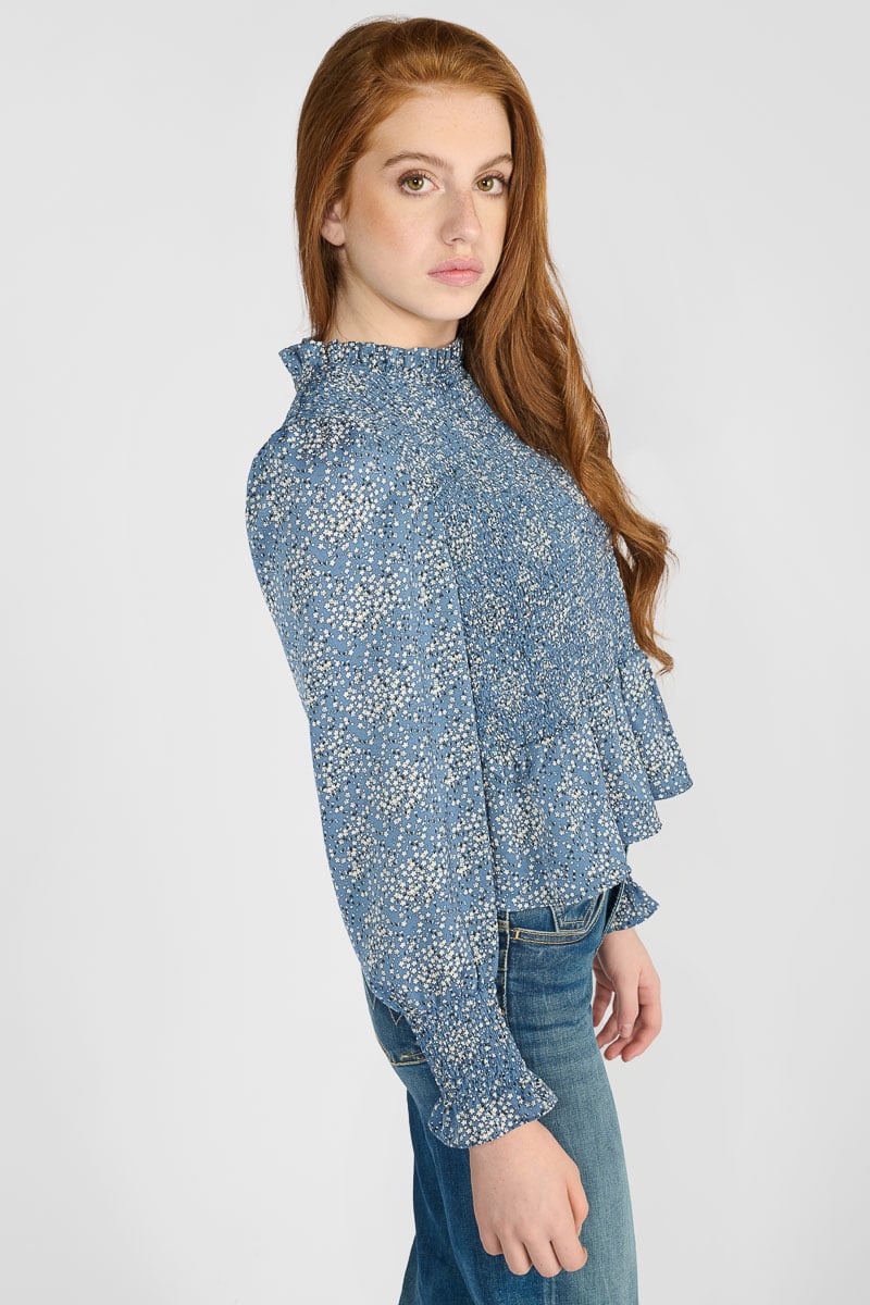 Divegi blue floral blouse