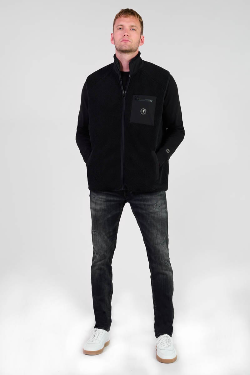 Rudy black two-ply sleeveless jacket