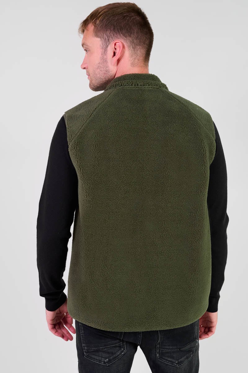 Rudy khaki bi-material sleeveless jacket