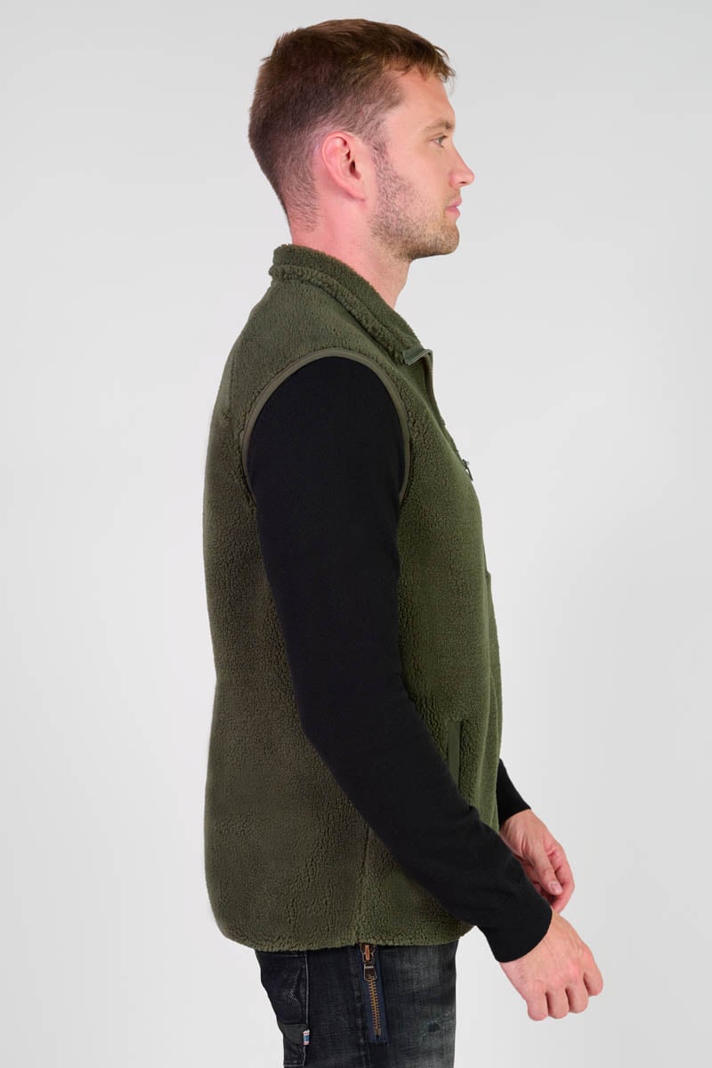 Rudy khaki bi-material sleeveless jacket