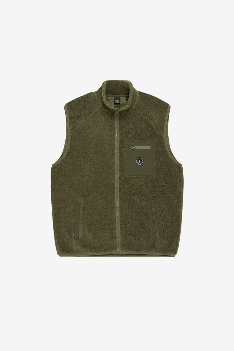 Rudy khaki bi-material sleeveless jacket
