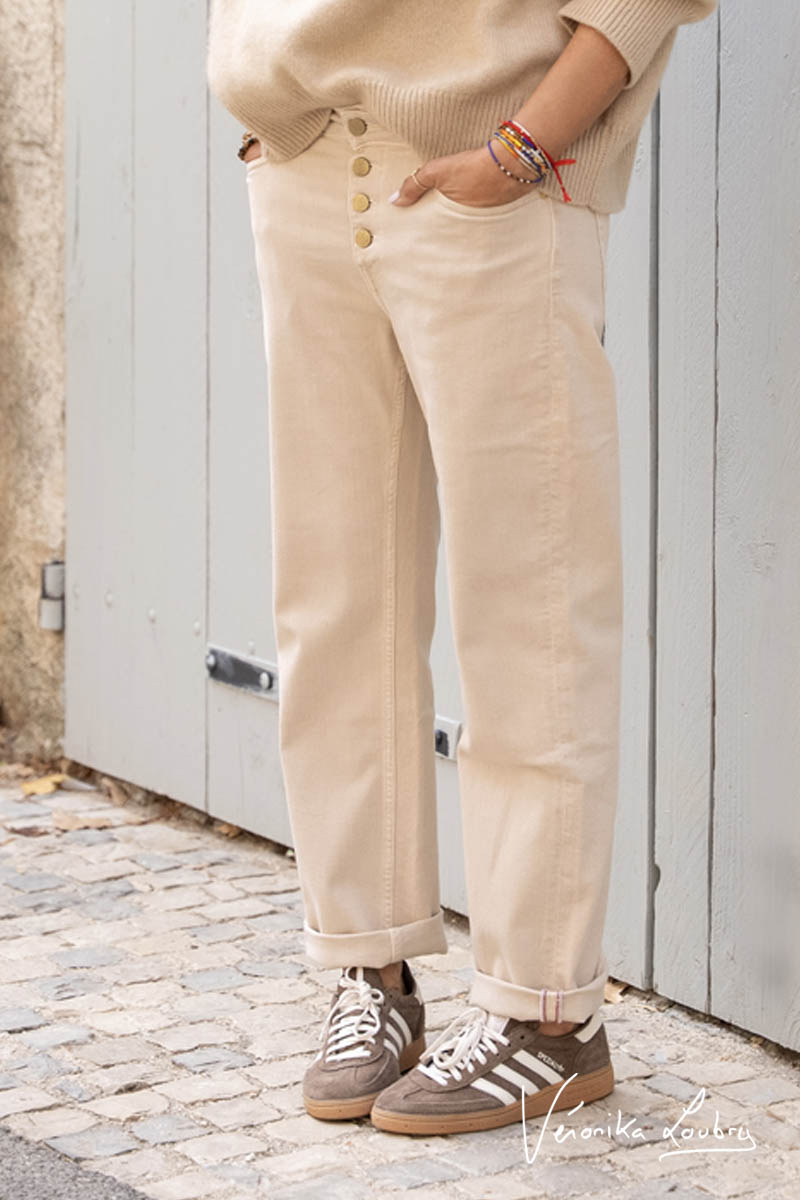 James 400/60 girlfriend by Véronika Loubry high-waisted beige jeans