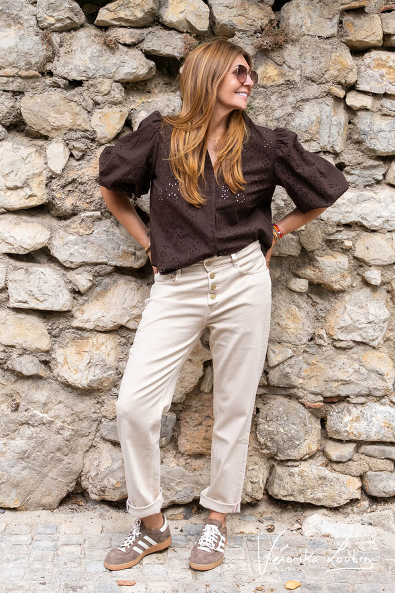 James 400/60 girlfriend by Véronika Loubry high-waisted beige jeans