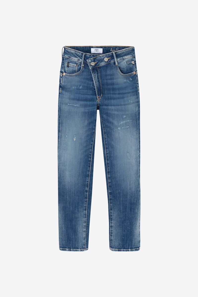 Jeans pulp regular Zep taille haute 7/8ème destroy bleu N°3