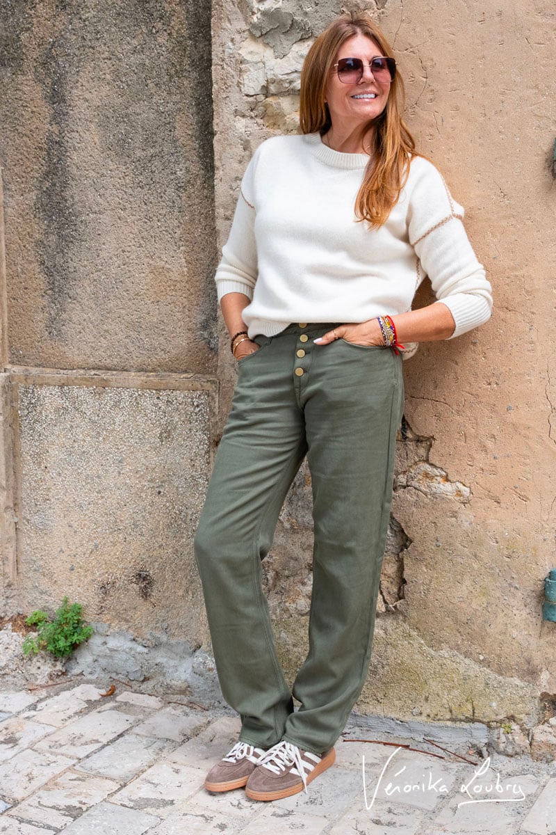James 400/60 girlfriend by Véronika Loubry jeans taille haute en tencel kaki