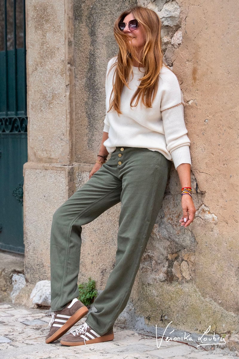 James 400/60 girlfriend by Véronika Loubry jeans taille haute en tencel kaki