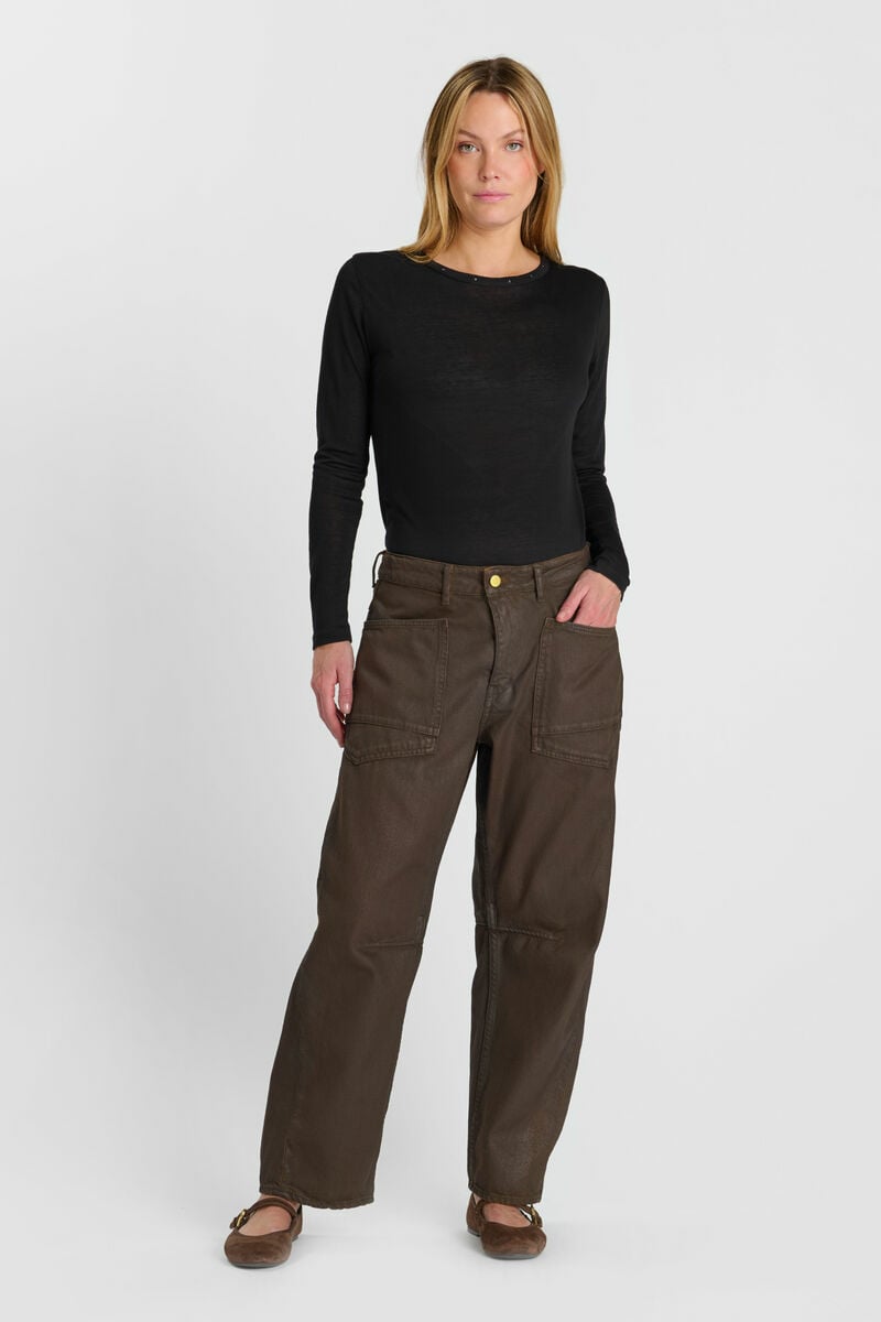 Jeans balloon Madie coated brown
