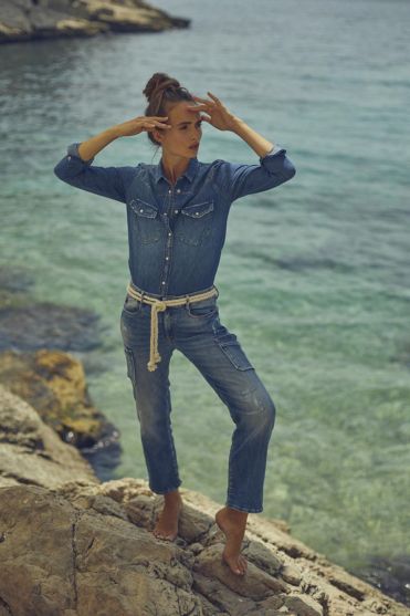 Jeans regular Precieux high waist 7/8th destroy blue N°3