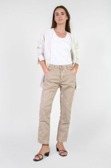 Jeans 400/60 girlfriend Work taille haute beige