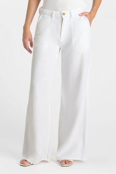 Jeans wide leg Victoria tencel white