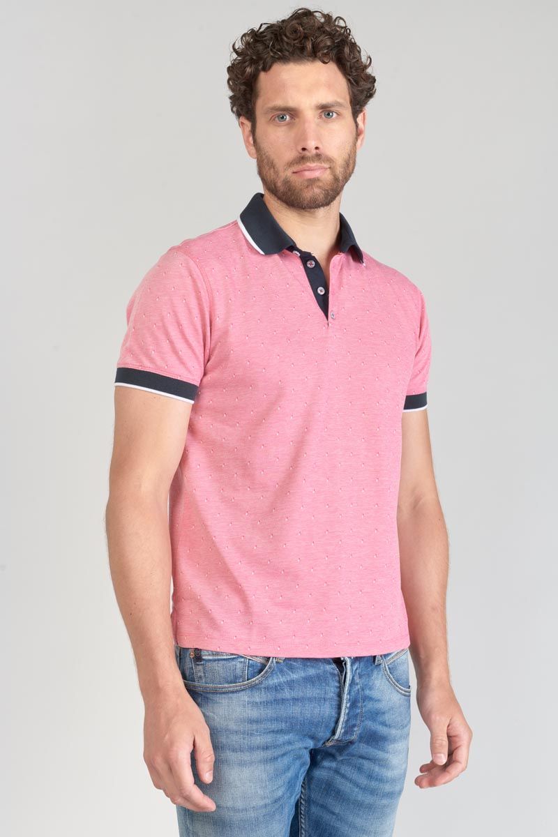 Pink jacquard Novil Polo, Men Cerises des wear ready to Le : Temps polo : shirt for