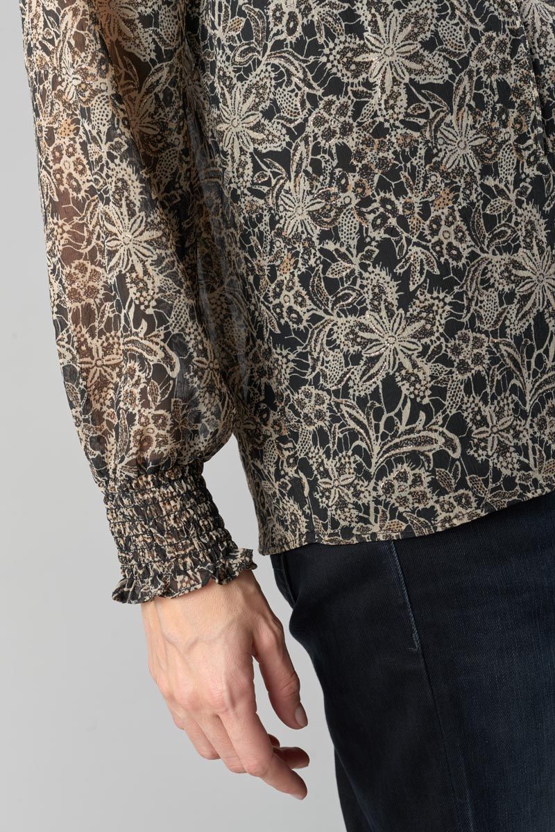 Black floral des for Le wear Melody : : blouse to Top, ready Women Temps Cerises
