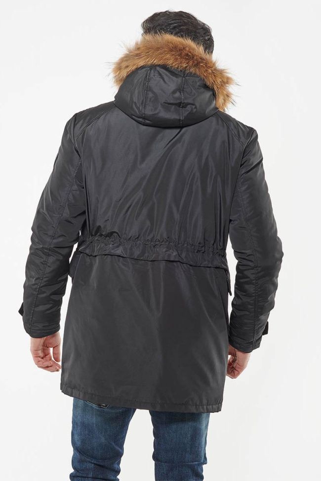 Clovis black parka with real fur