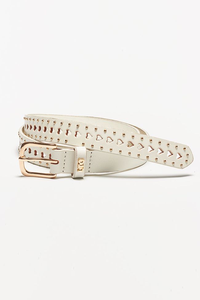 White heart leather belt