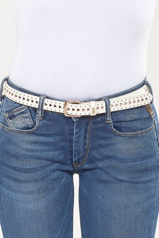 White heart leather belt