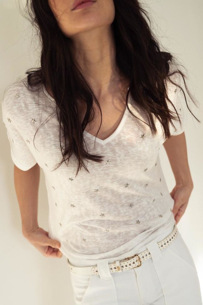 White heart leather belt