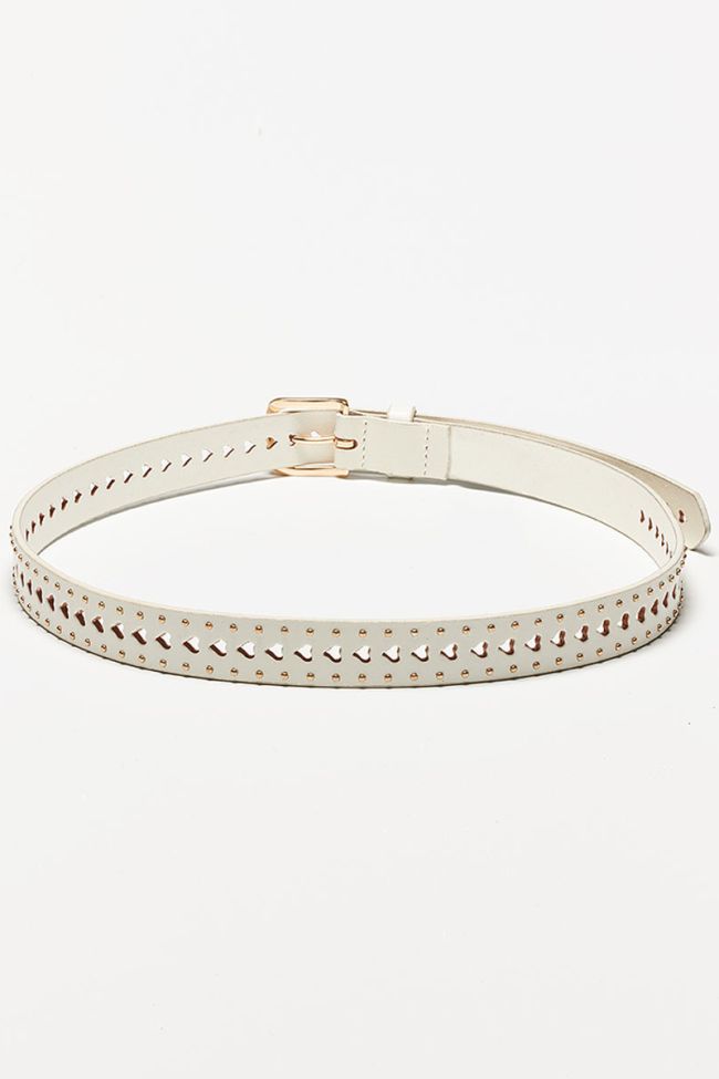 White heart leather belt