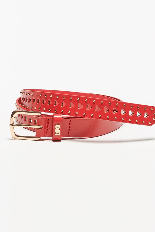 Red heart leather belt