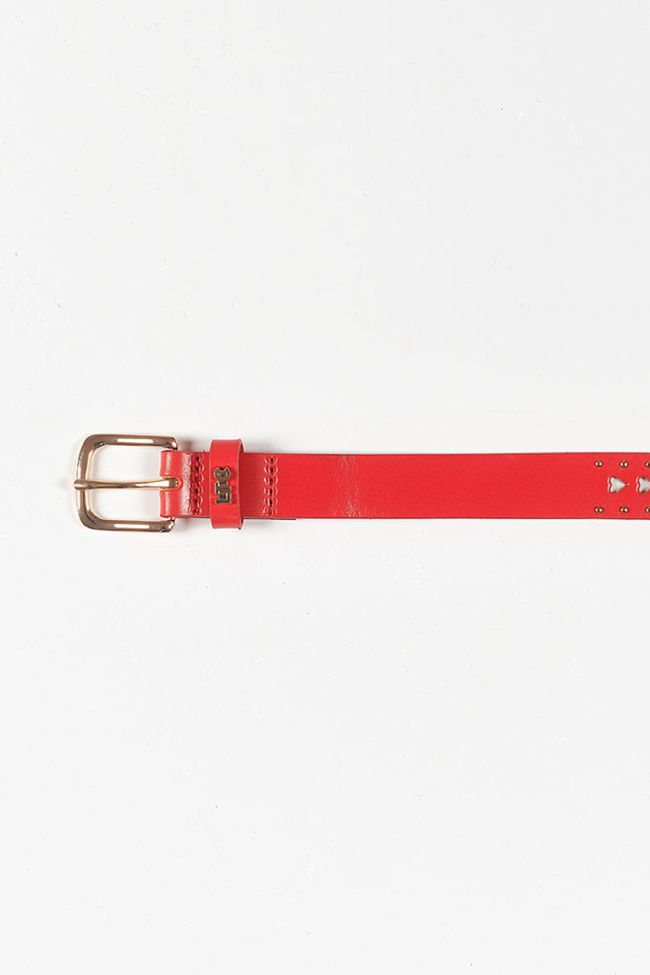 Red heart leather belt