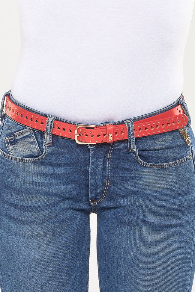 Red heart leather belt