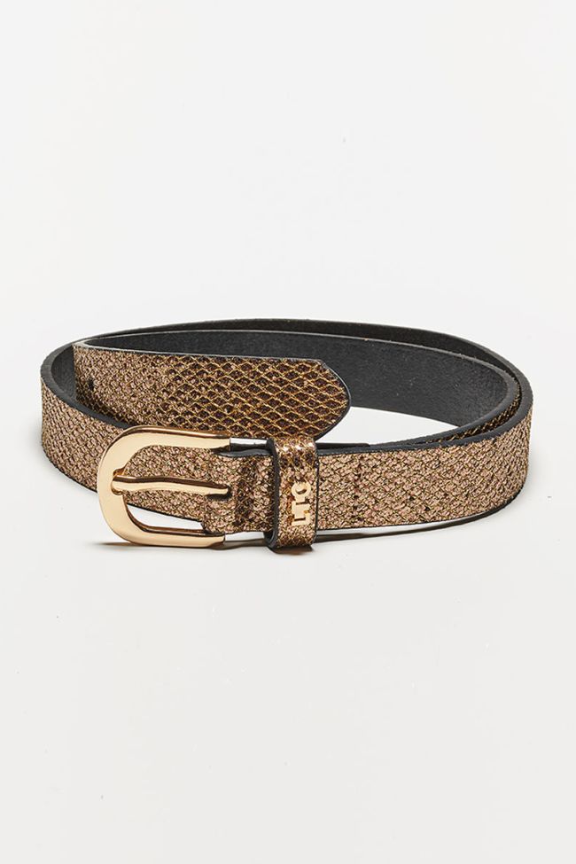 Pailful belt in golden leather