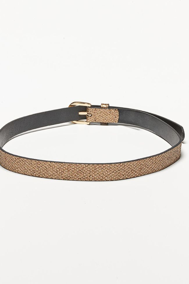 Pailful belt in golden leather