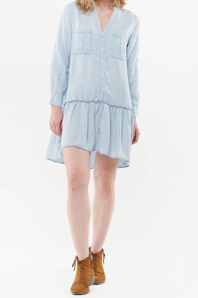 Amari blue denim shirt dress