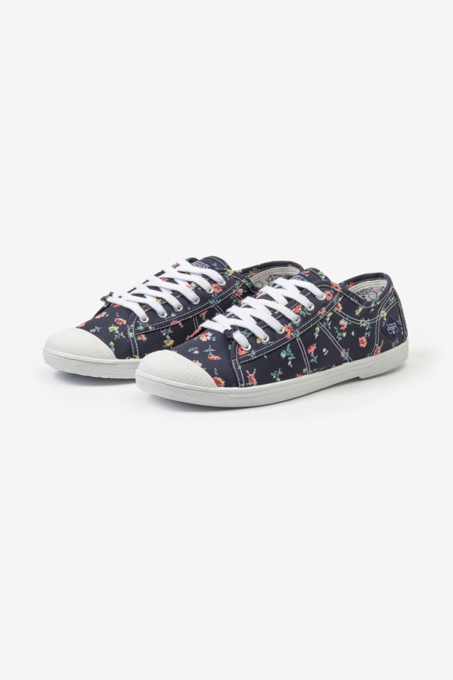 Navy blue Basic trainers with floral pattern