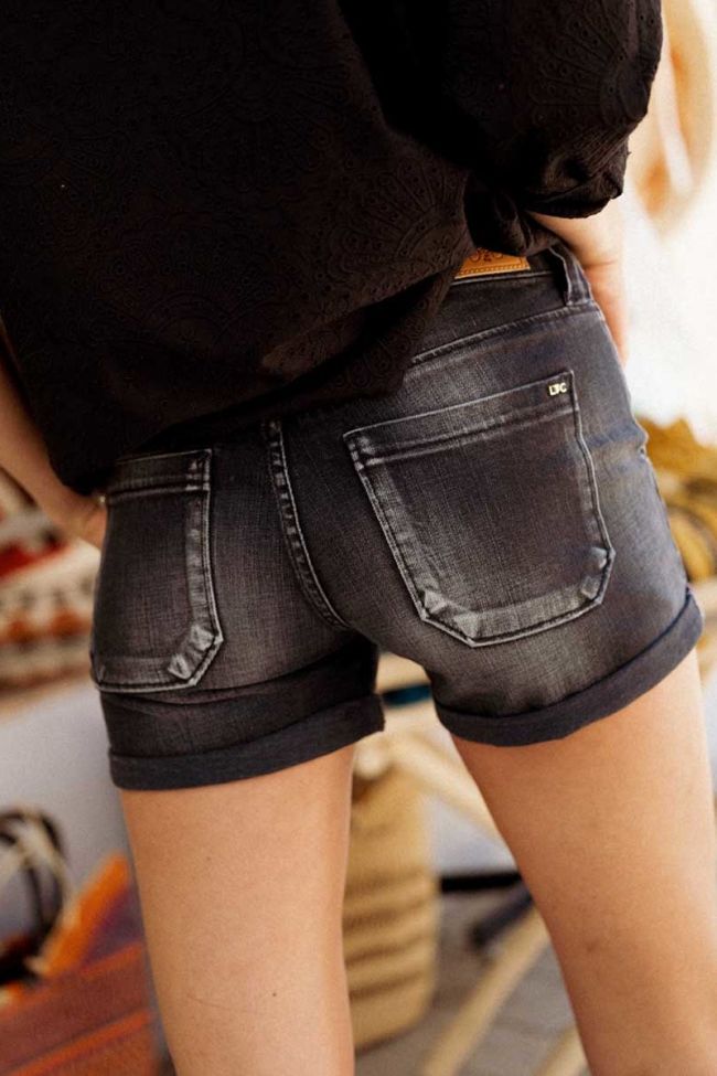 Bloom black denim shorts