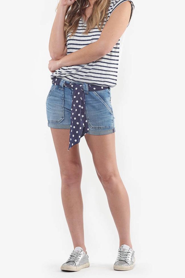 Bloom blue washed denim shorts