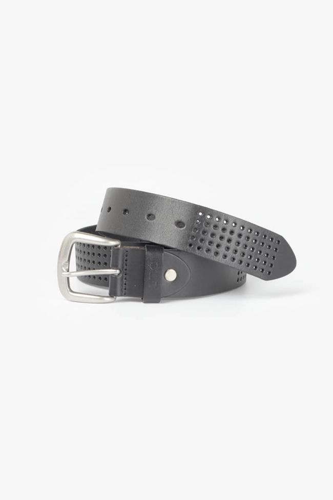 Black leather perforated belt Selve