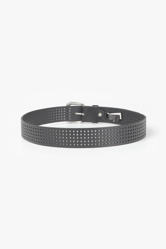 Black leather perforated belt Selve