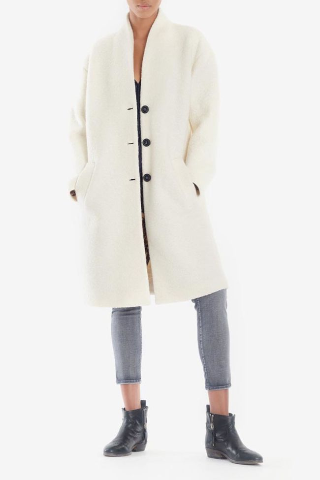 Ecru Pekin mixed wool coat