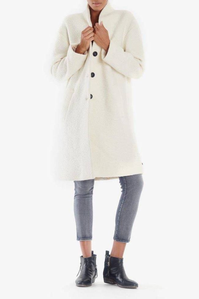 Ecru Pekin mixed wool coat