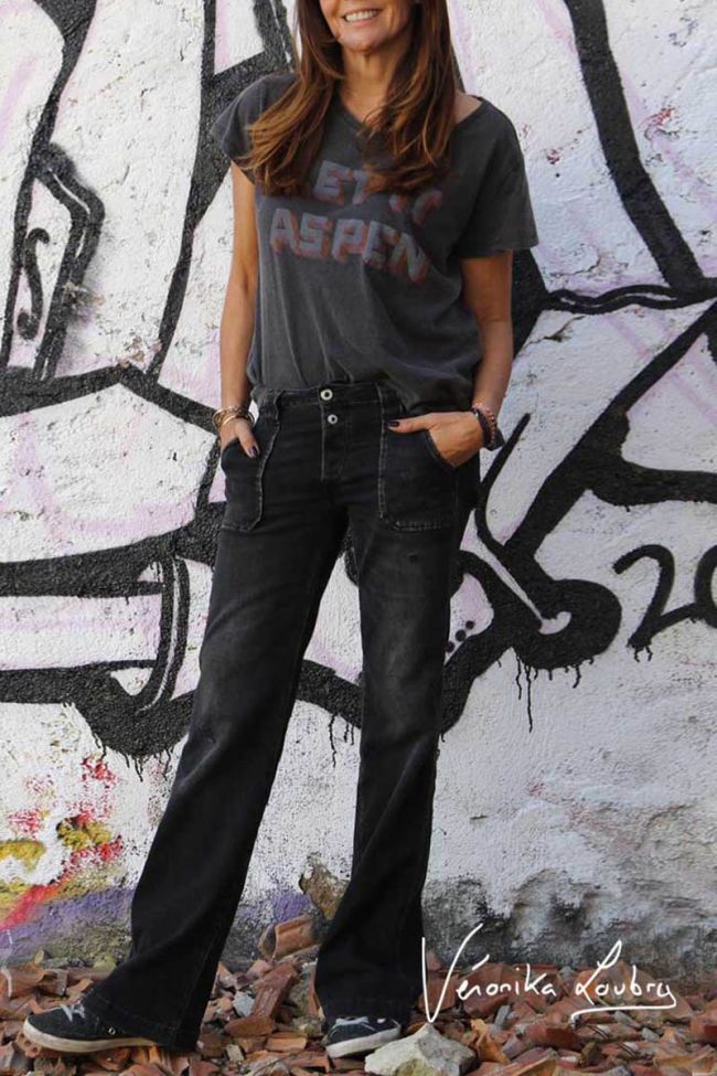 Agathe flare by Véronika Loubry jeans destroy black  N°1