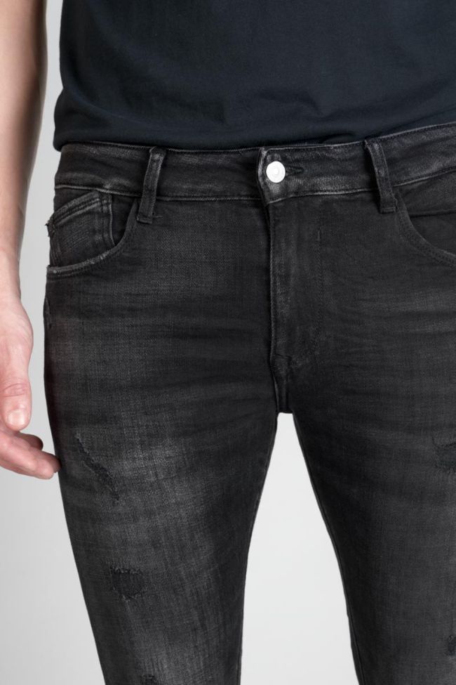 Jeans power skinny 7/8ème destroy noir N°1