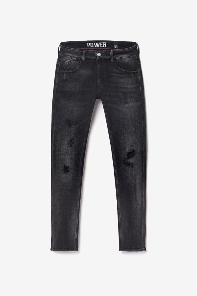 Jeans power skinny 7/8ème destroy noir N°1