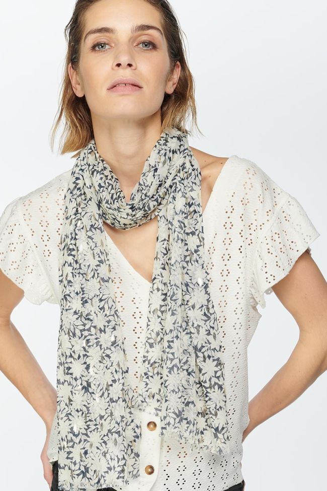 Navy blue flower pattern Antes scarf