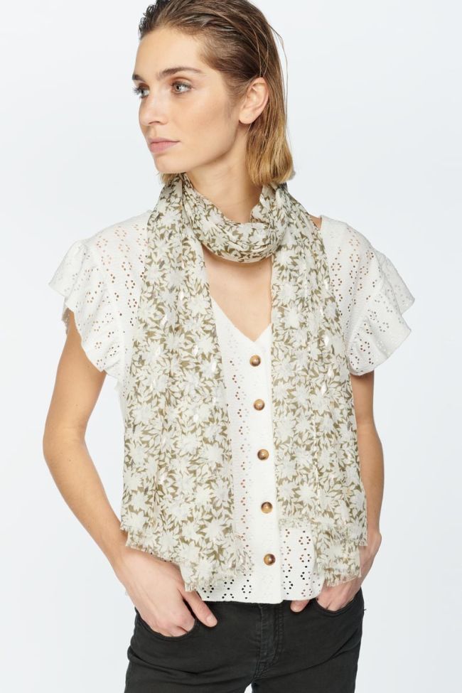 Khaki flower pattern Antes scarf