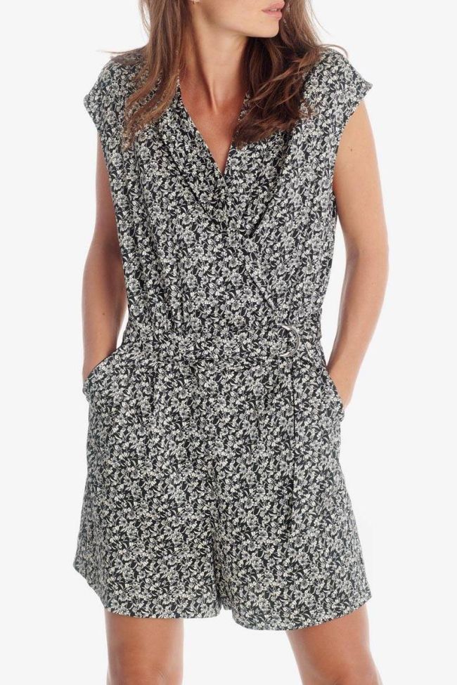 Black floral pattern Gem playsuit