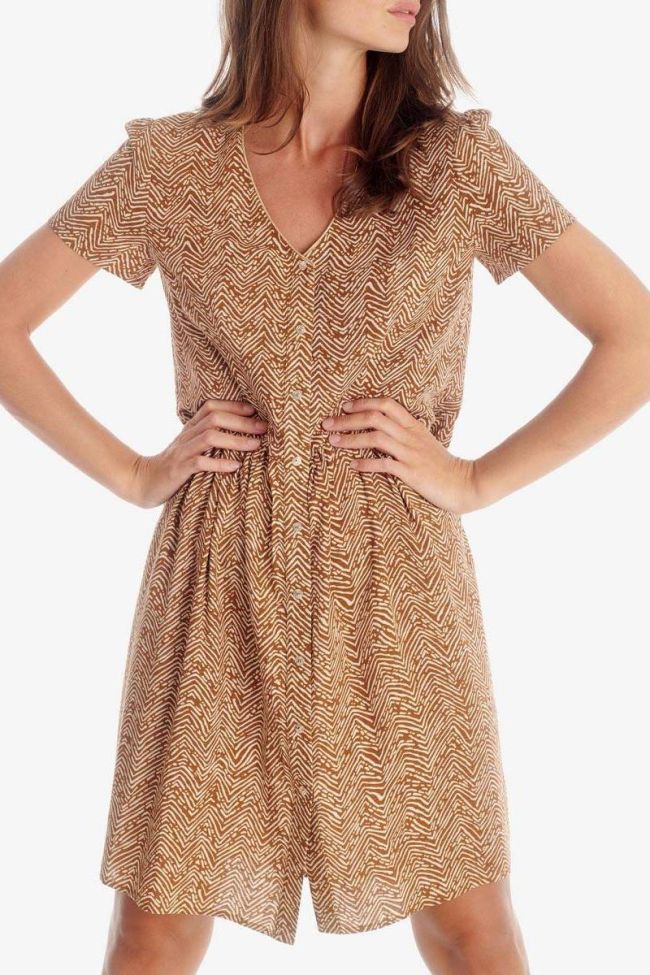 Isae brown dress with ethnic pattern
