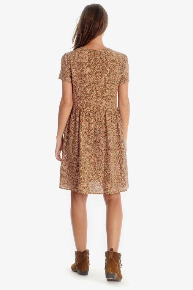 Isae brown dress with ethnic pattern