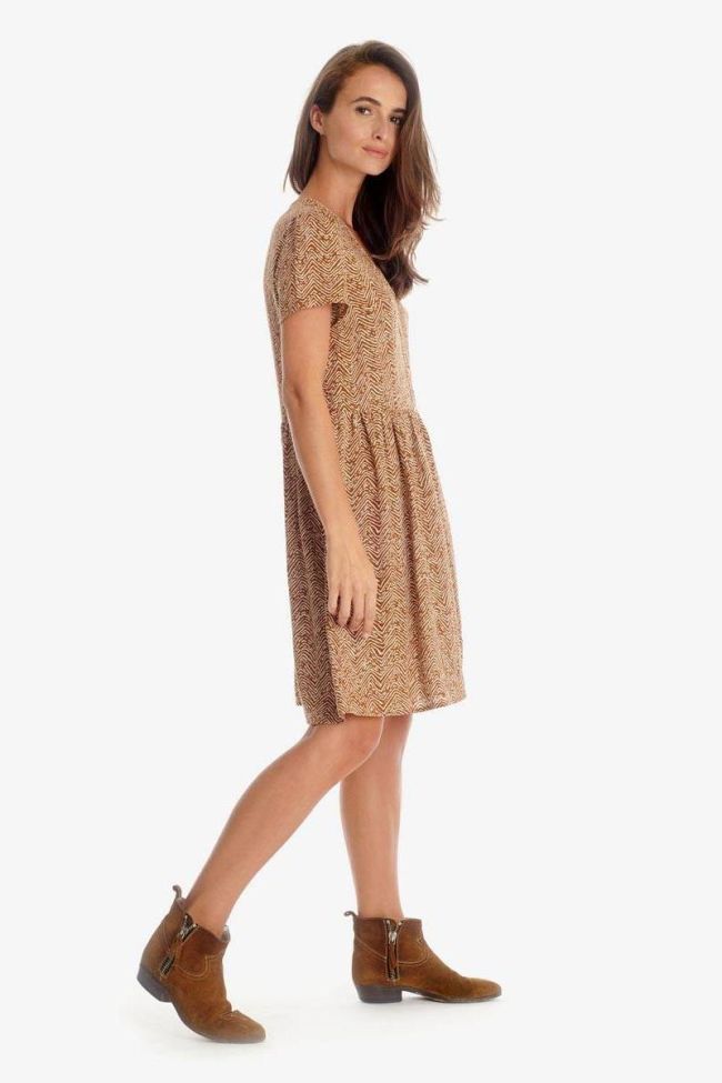 Isae brown dress with ethnic pattern