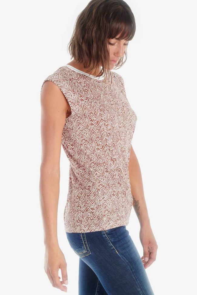 Brown Lidy top with ethnic pattern