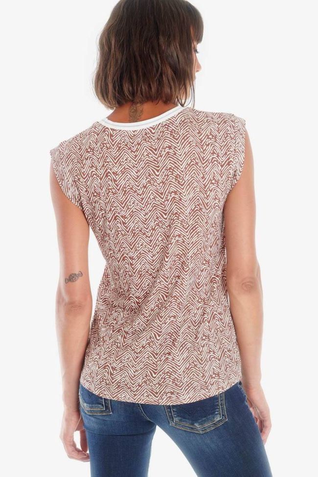 Brown Lidy top with ethnic pattern