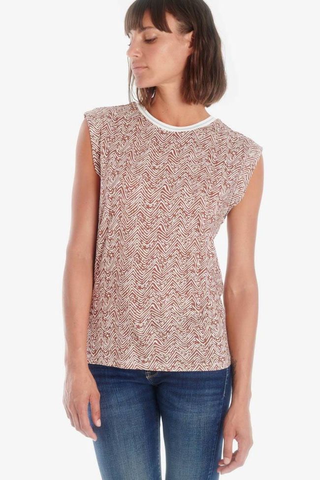 Brown Lidy top with ethnic pattern