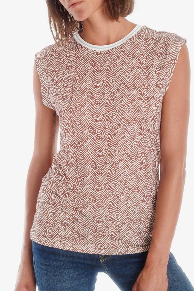 Brown Lidy top with ethnic pattern